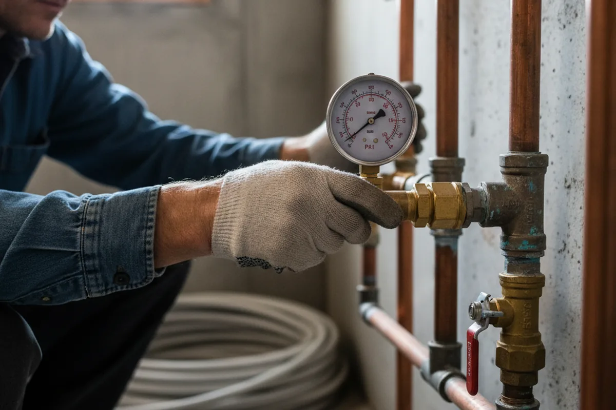 Pressure testing a repaired line during Water Line Repair in Marshfield